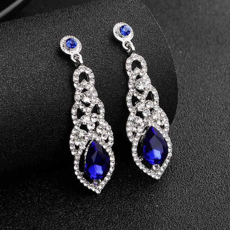 Miallo Fashion Austrian Crystal Alloy Bridal Long Earrings for Women Wedding Big Earrings for Bride Bridesmaids