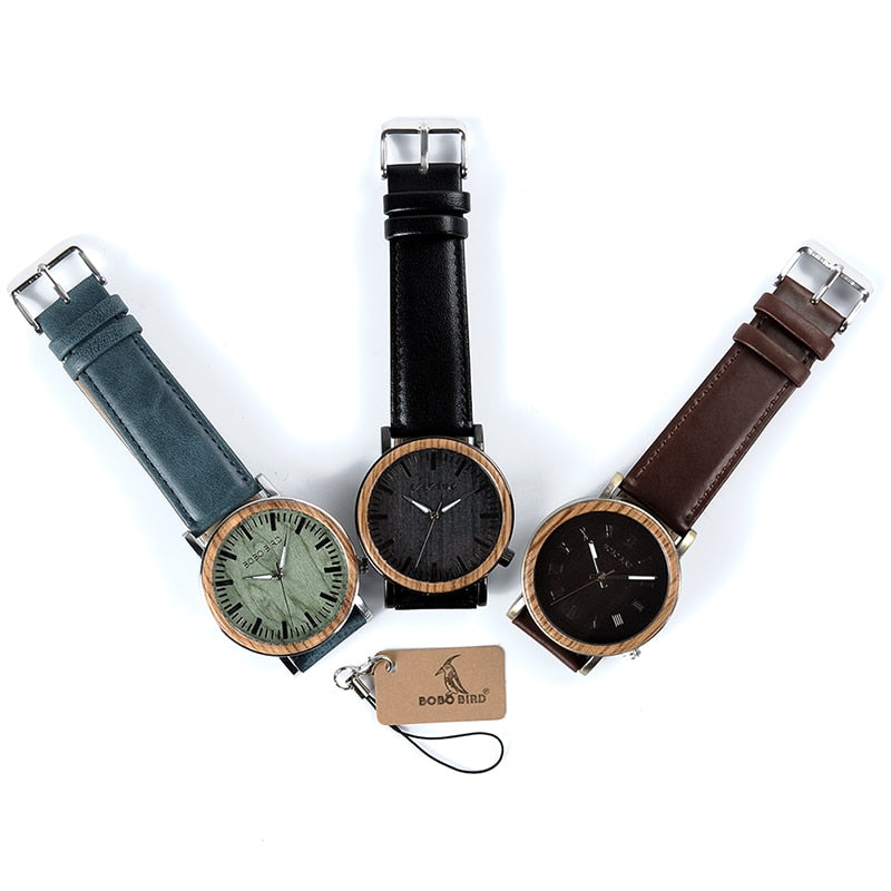 BOBO BIRD Watch Men Wooden Metal Quartz Watches Special Design Men's Wristwatches in Wooden Box Timepieces relogio masculino