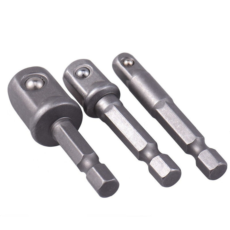 3pcs/set Chrome Vanadium Steel Socket Adapter Hex Shank to Square Extension Drill Bits Bar Hex Bit Set Tools tightly