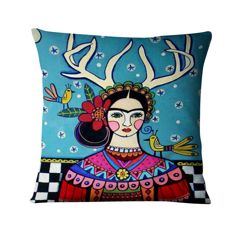 home Pillow Decoration Mexican Girl Painting Cushion Decorative Pillow Home Decor Almofadas Decorativas Para Sofa Throw Pillow