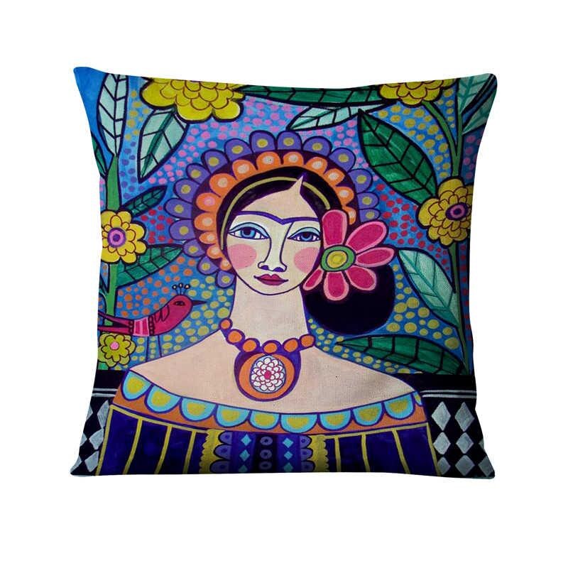 home Pillow Decoration Mexican Girl Painting Cushion Decorative Pillow Home Decor Almofadas Decorativas Para Sofa Throw Pillow