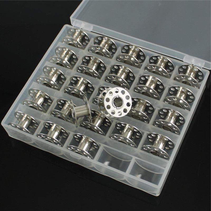 Sewing Accessories Tools 25Pc Sewing Machine Bobbins Spools Empty Bobbins Spools Sewing Machine Plastic Storage Box