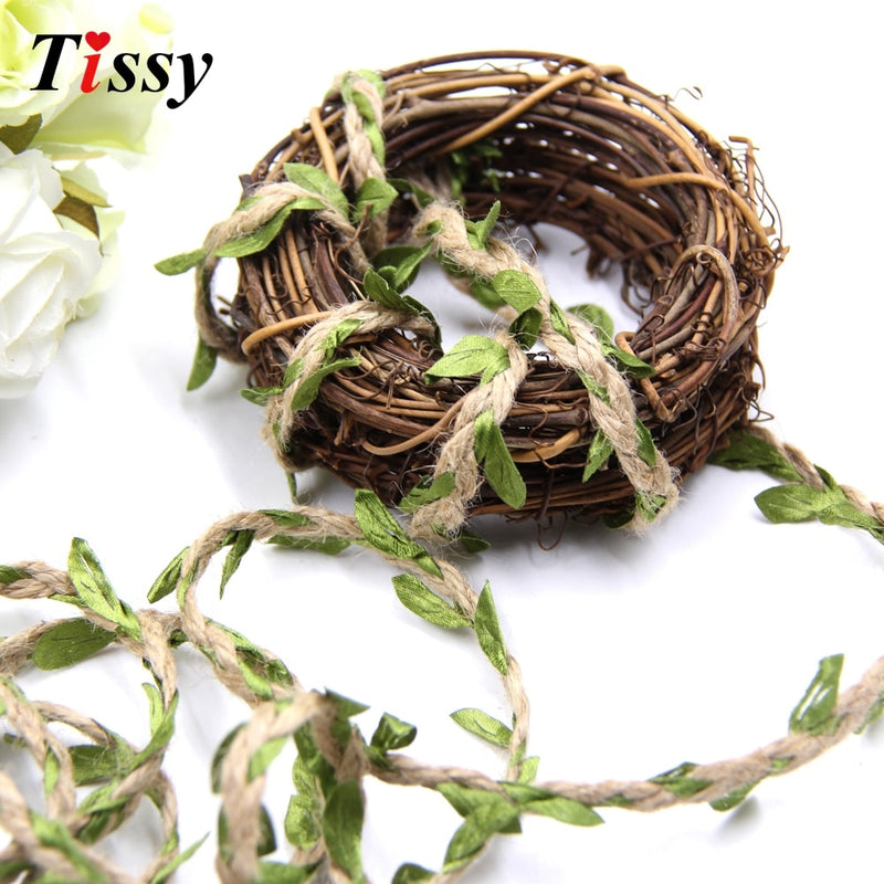 2m DIY Artificial Leaves Twine String With Leaf Silk Leaves Flower Garlands Home Garden/Wedding Party Decoration Fake Flowers