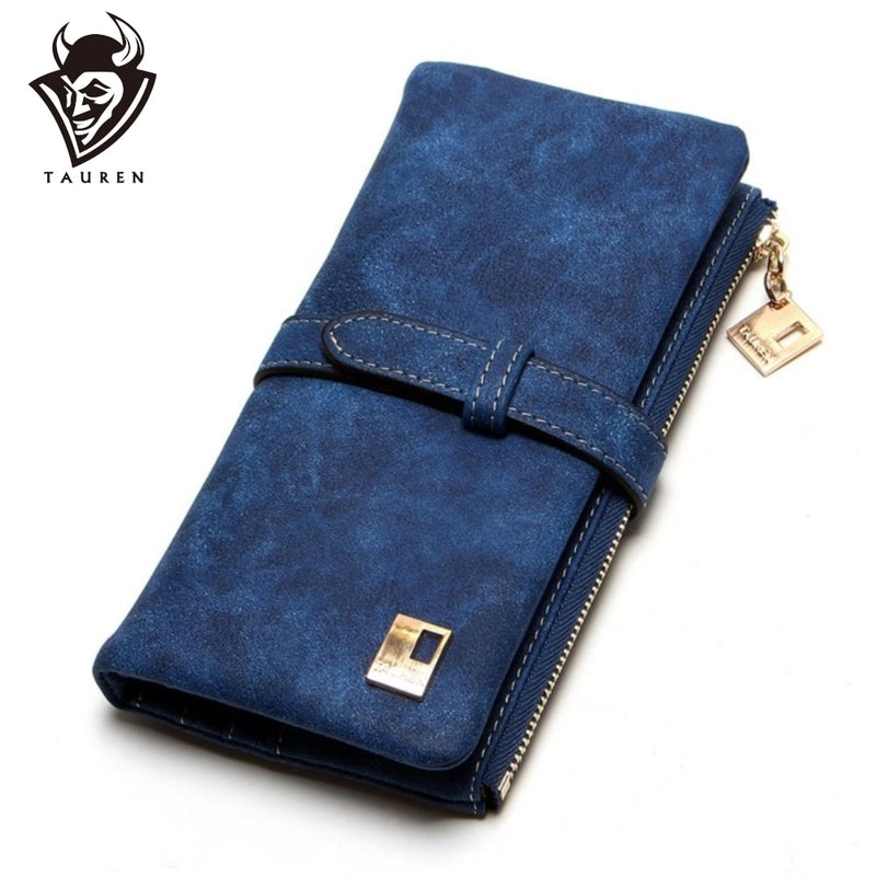 Cheaper!! New Fashion Women Wallets Drawstring Nubuck Leather Zipper Wallet Women&