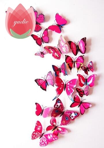 12Pcs DIY Lifelike 3D Multicolor Butterfly Magnet Fridge Magnet Wall Stickers Kids Baby Rooms Kitchen Home Decoration Free Glue