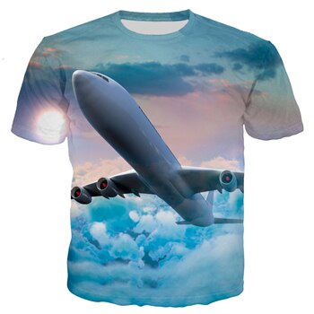 PLstar Cosmos Brand clothing 2018 summer New Fashion 3d t-shirt Blue sky and airplane Print T shirts Mens Womens Casual t shirt