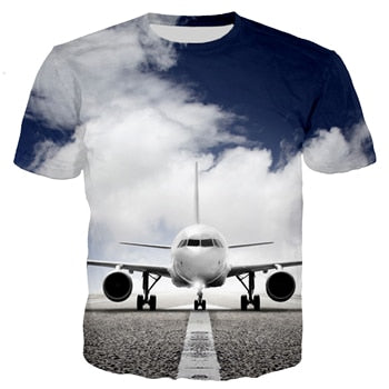 PLstar Cosmos Brand clothing 2018 summer New Fashion 3d t-shirt Blue sky and airplane Print T shirts Mens Womens Casual t shirt