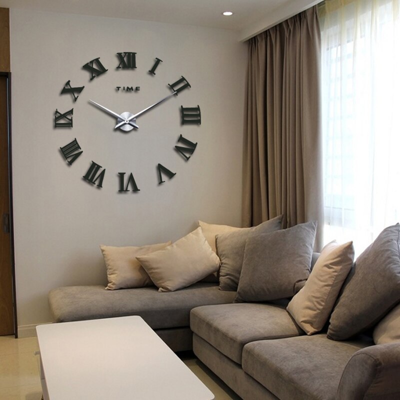 Diy Wall Cock Promotion New Home Decor Large Roman Mirror Fashion  Modern Quartz Clocks Living Room  Sticker Watch