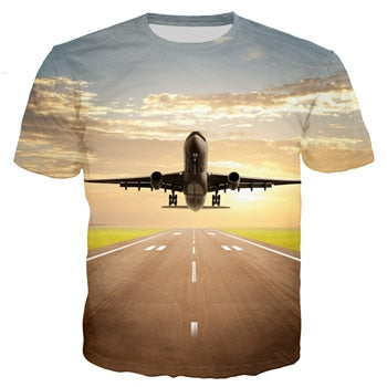 PLstar Cosmos Brand clothing 2018 summer New Fashion 3d t-shirt Blue sky and airplane Print T shirts Mens Womens Casual t shirt