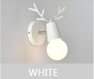 Nordic Adjustable LED Wall Lights Colorful Cartoon Deer Antlers Bedroom Reading Sconce Wall Mounted Children Room Lighting E27