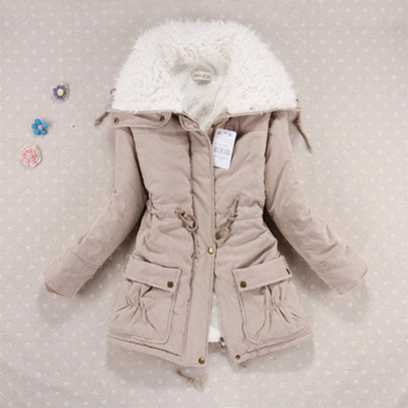 Women Winter Jacket Thicken Hooded Long Down Jacket Women Coat Slim Fit Hair Collar Cotton-Padded Clothes Coat Women Down Coats