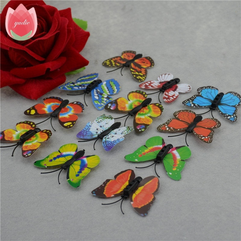 12Pcs DIY Lifelike 3D Multicolor Butterfly Magnet Fridge Magnet Wall Stickers Kids Baby Rooms Kitchen Home Decoration Free Glue