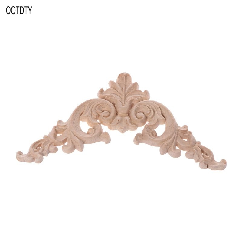4pcs/set Wood Carved Corner Onlay Applique Unpainted Frame  Cupboard Cabinet Decal For Home Furniture Decoration 12x12cm