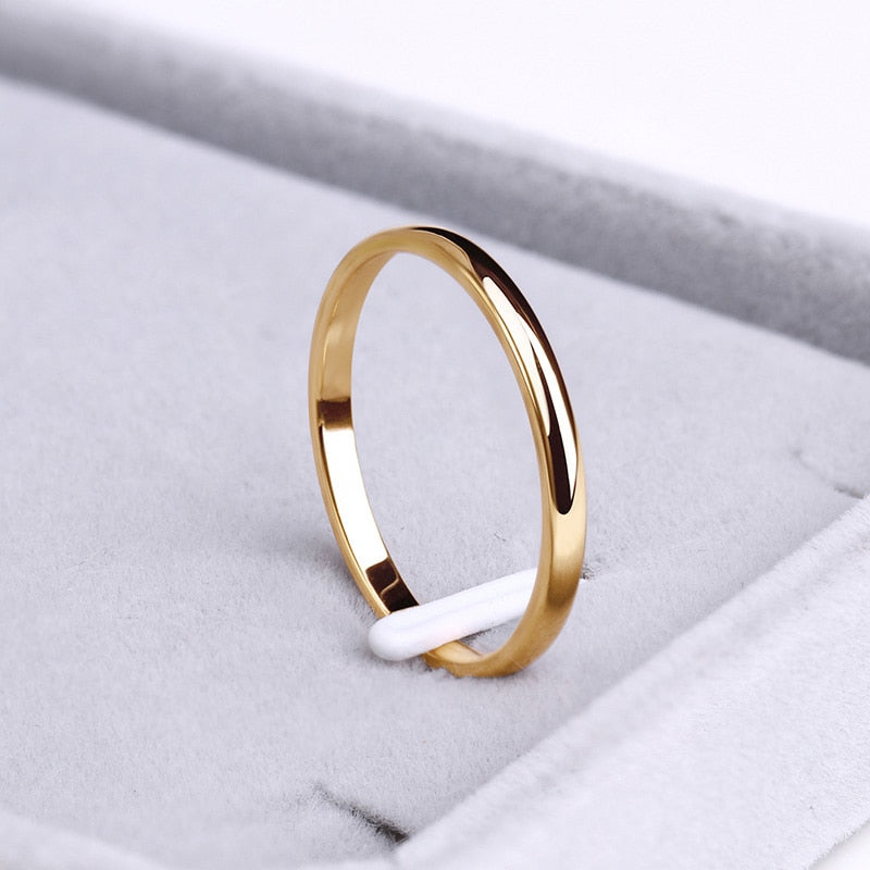 CACANA Stainless Steel Rings Rose Gold Color Anti-allergy Smooth Simple Wedding Couples Rings Bijouterie