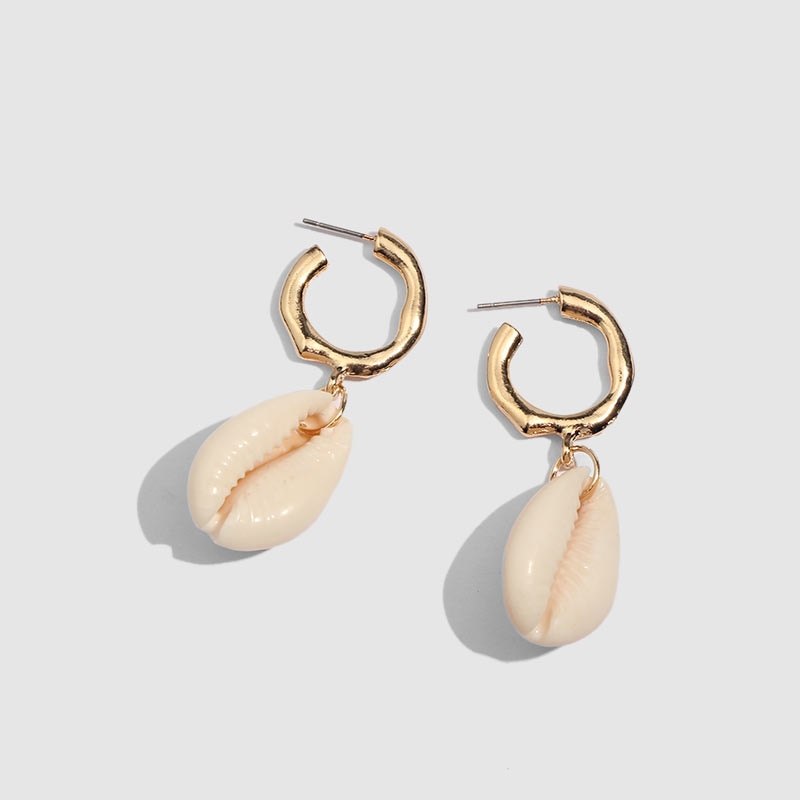 Flatfoosie 2019 Natural Conch Shell Dangle Drop Earrings For Women Bohemian Wedding Gifts Trendy Summer Pendant Earrings Jewelry