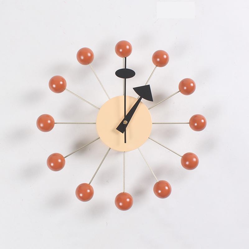 Quiet Round Ball Wood Wall Clock Home Decor Modern Design 3D Clocks for Living Room Decoration Accessories with Import Movement