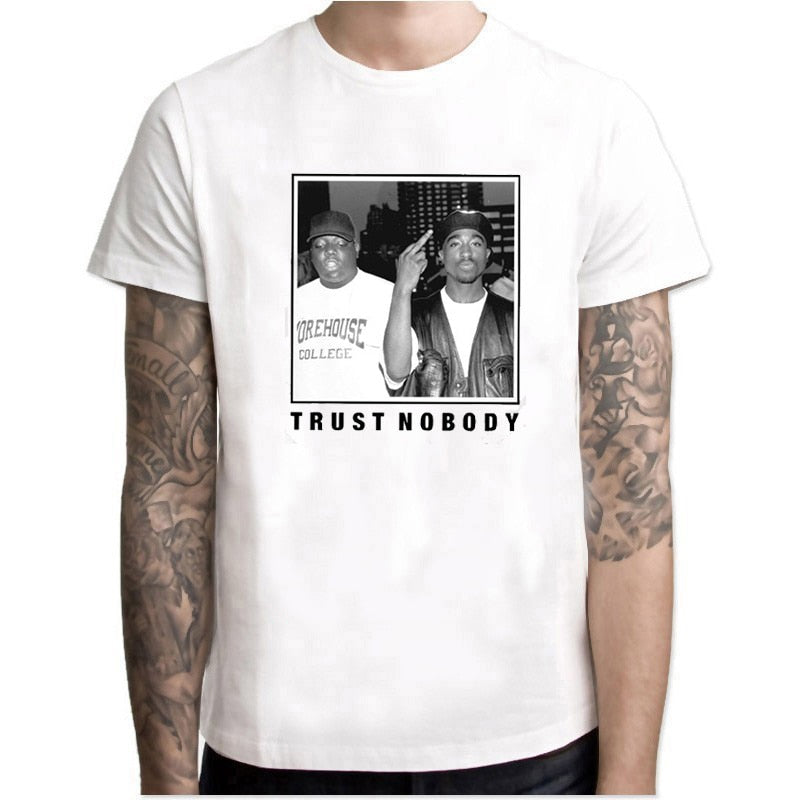 Trust Nobody Tupac 2pac Shakur Notorious BIG Men&#39;s Printed T Shirt Mens Homme Clothing Harajuku Clothes Camisetas Hombre