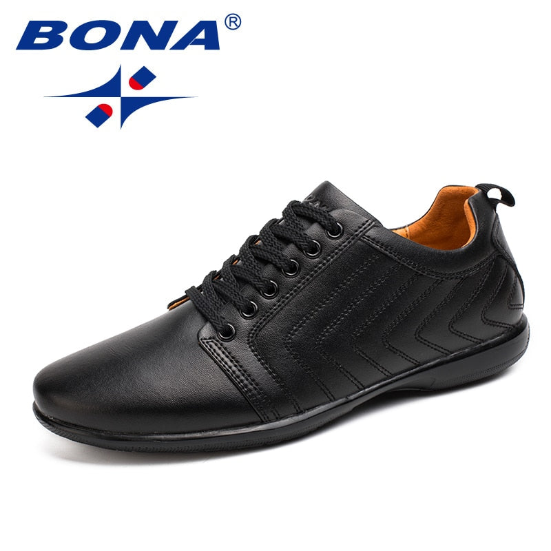 BONA New Classics Style Men Casual Shoes Lace Up Breathable Men Shoes Light Soft Male Flat Shoes Comfortable Fast Free Shipping