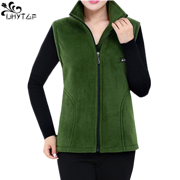 UHYTGF 2022 New Fleece Women Vests Autumn Korean Loose Size  Sleeveless Jacket Ladies Fashion Zipper Casual Waistcoat Female 442