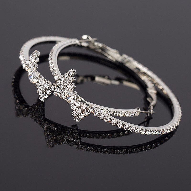 YFJEWE 2018 New Designer Crystal Rhinestone Earrings Women Gold Sliver Hoop Earrings Fashion Jewelry Earrings For Women