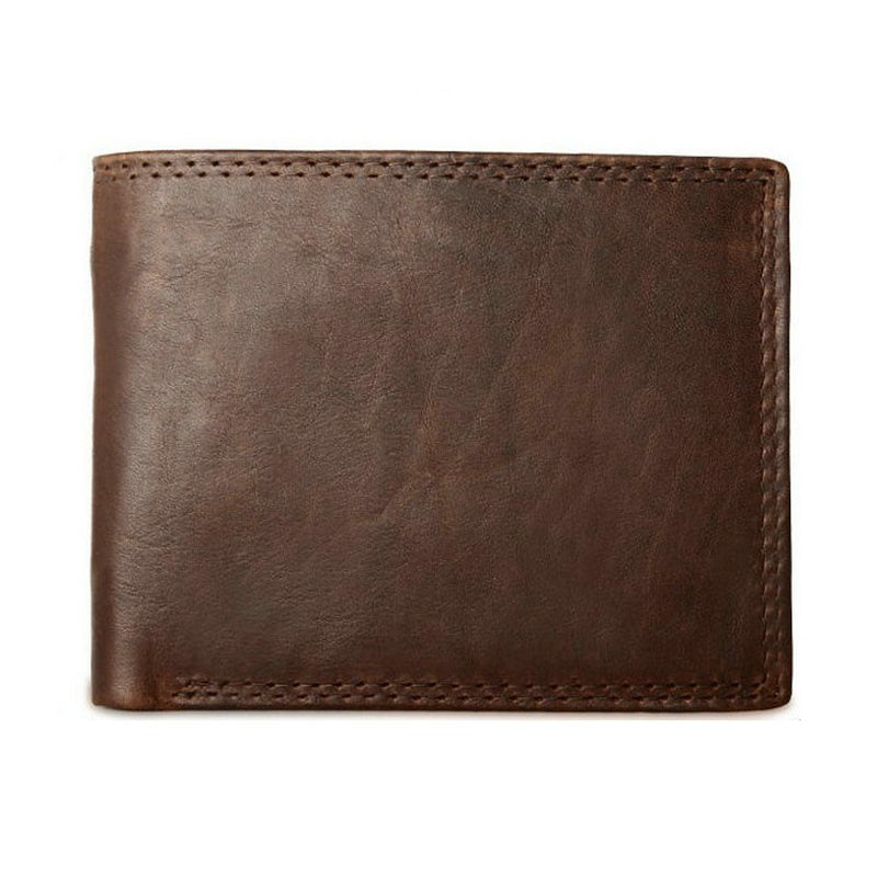 GENODERN Cow Leather Men Wallets with Coin Pocket Vintage Male Purse RFID Blocking Genuine Leather Men Wallet with Card Holders