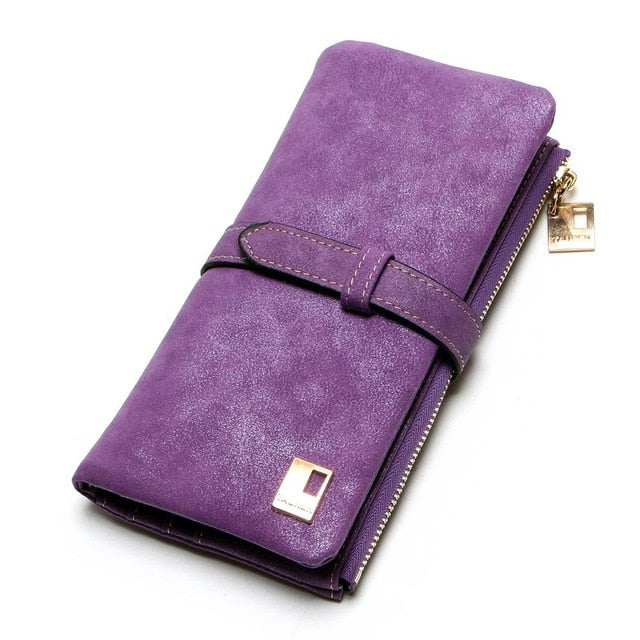 Cheaper!! New Fashion Women Wallets Drawstring Nubuck Leather Zipper Wallet Women&