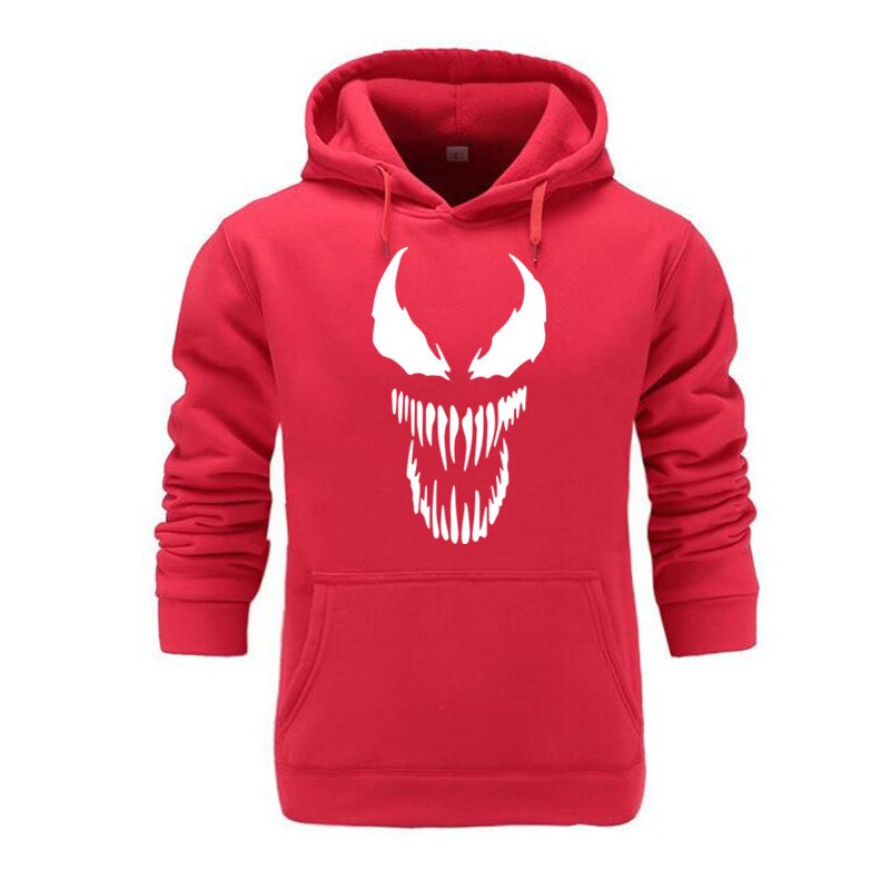 2019 Comic Thick Venom Hoodie Sweatshirts Men Superhero Anime Cool Black Autumn Winter Tops Plus Velvet Warm Hoody