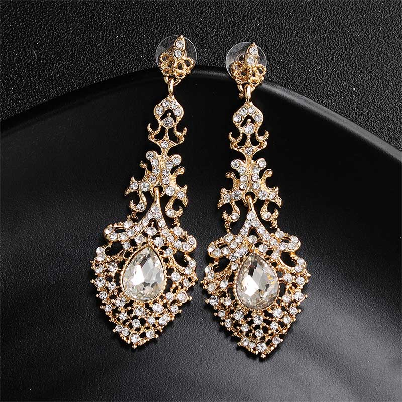 Miallo Fashion Austrian Crystal Alloy Bridal Long Earrings for Women Wedding Big Earrings for Bride Bridesmaids