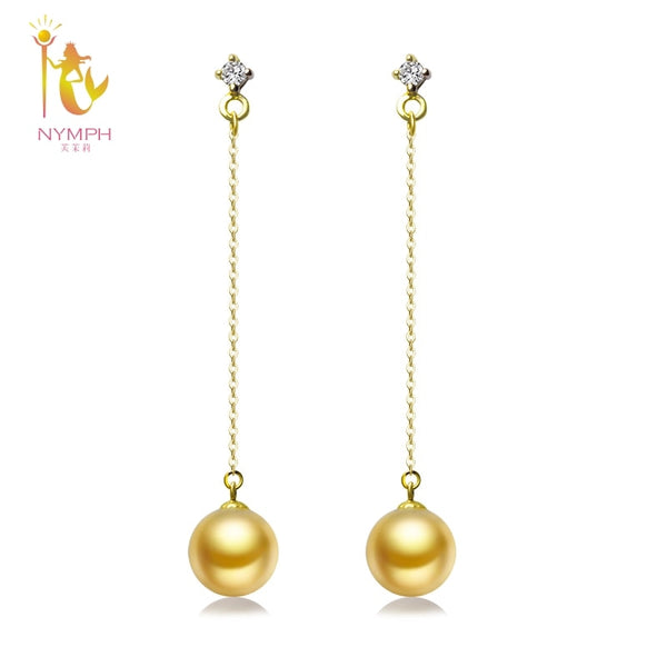 NYMPH 9-10mm high quality South Sea Pearl earrings with 18K gold accessory,Low-key Luxury for wedding fashion  jewelry E301