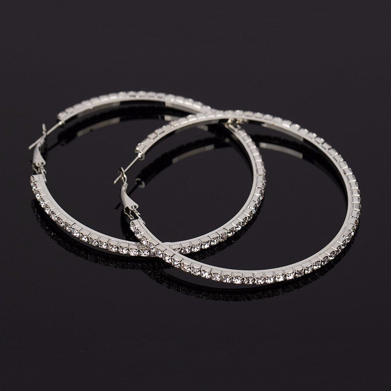 YFJEWE 2018 New Designer Crystal Rhinestone Earrings Women Gold Sliver Hoop Earrings Fashion Jewelry Earrings For Women