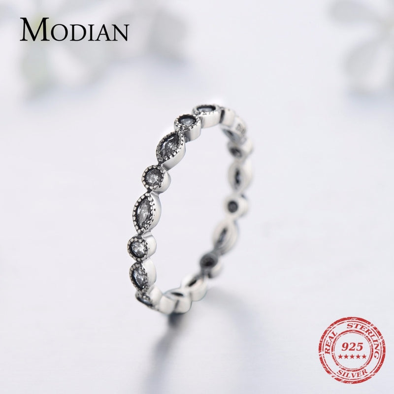 Modian Authentic 925 Sterling silver Sparkling Rings for women CZ Jewelry Finger Ring engagement rings Bague fashion Accessories