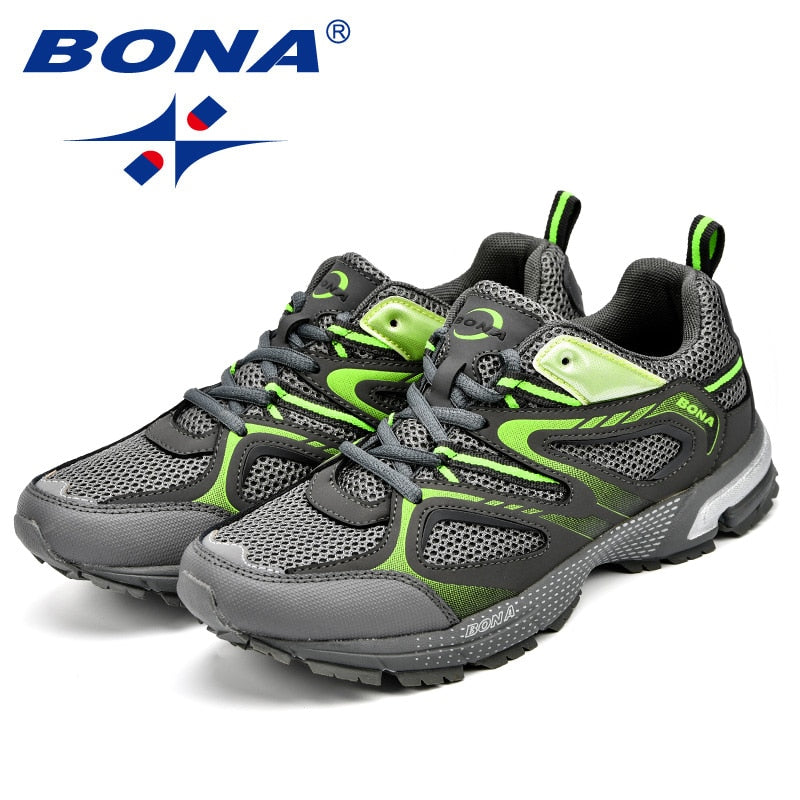BONA New Arrival Classics Style Men Running Shoes Cow Split Mesh Men Sport Shoes Lace Up Outdoor Jogging Shoes Free Shipping
