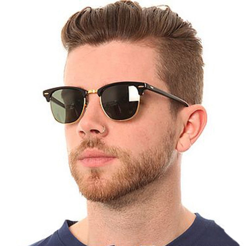 Classic Semi-Rimless Sunglasses Men's Women 2022 Square Polarized Sun glasses Men Oculos De Sol Gafas UV400 Retro Eyewear