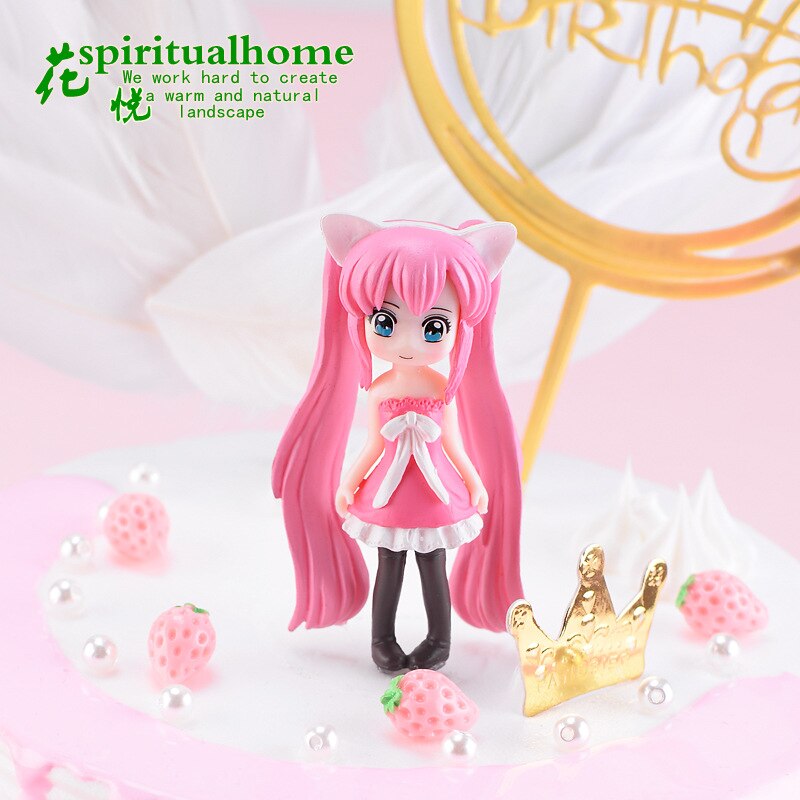 Long Hair beauty figurine DIY teen heart Decoration  cake decoration Fairy Garden Miniatures cartoon kids gifts Home Decor