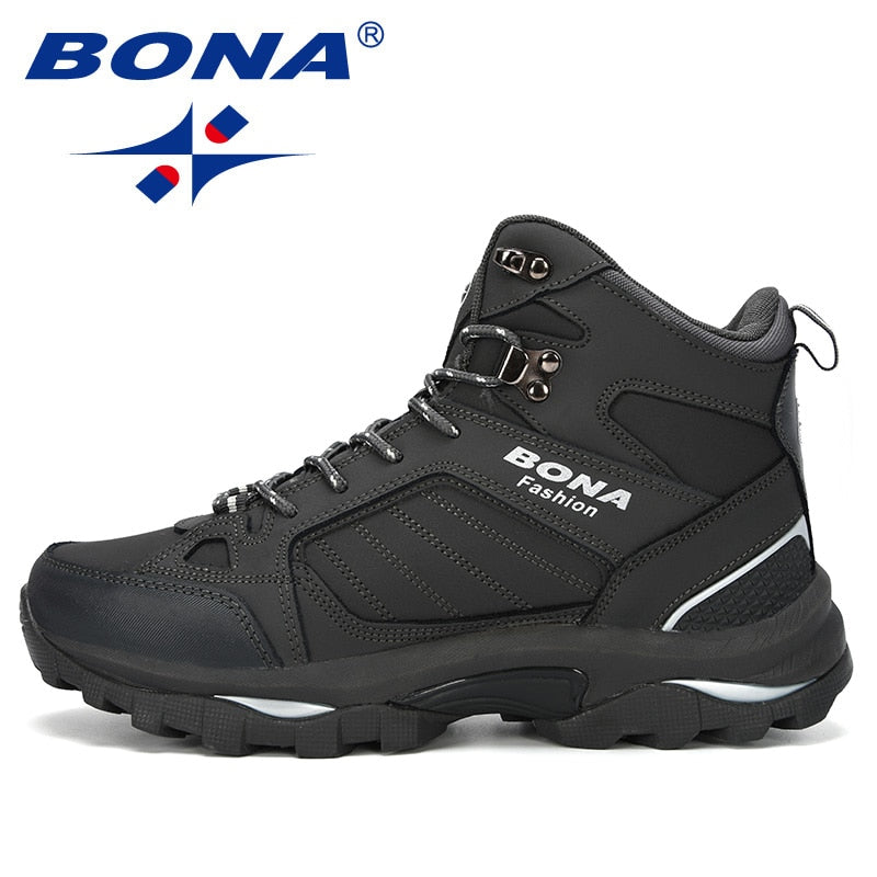BONA Men Boots Anti-Skidding Leather Shoes Men Popular Comfy Spring Autumn Men Shoes Short Plush Snow Boots Durable Outsole
