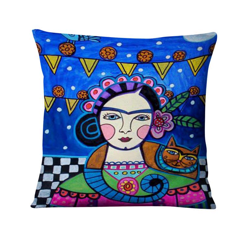 home Pillow Decoration Mexican Girl Painting Cushion Decorative Pillow Home Decor Almofadas Decorativas Para Sofa Throw Pillow