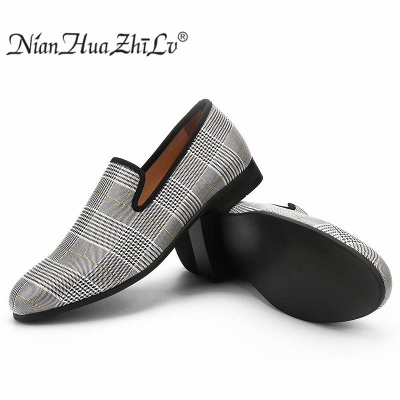 men&#39;s casual shoes 2019 Luxury men shoes chequered leather Handmade luxurious flats men&#39;s fashion  loafers