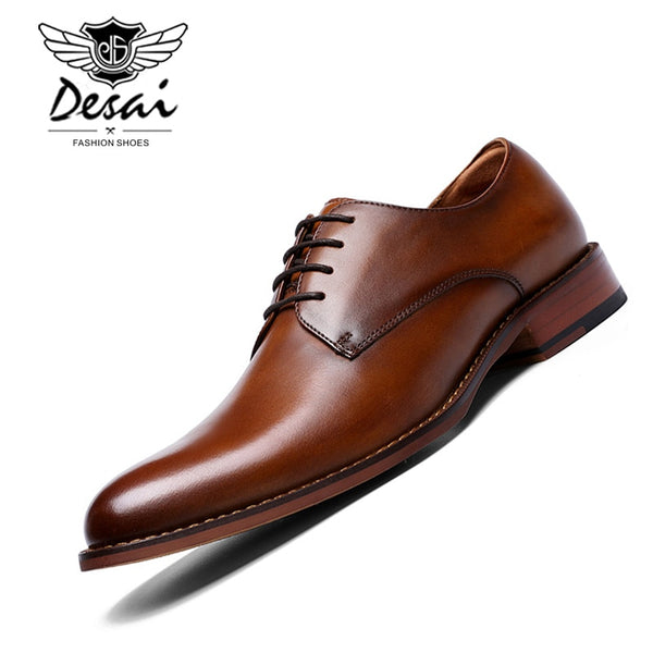 DESAI  2022 New Men&#39;s Genuine Leather Shoes Business Dress Elegant Gentleman Oxford Shoes Simple British Style Wedding Shoes