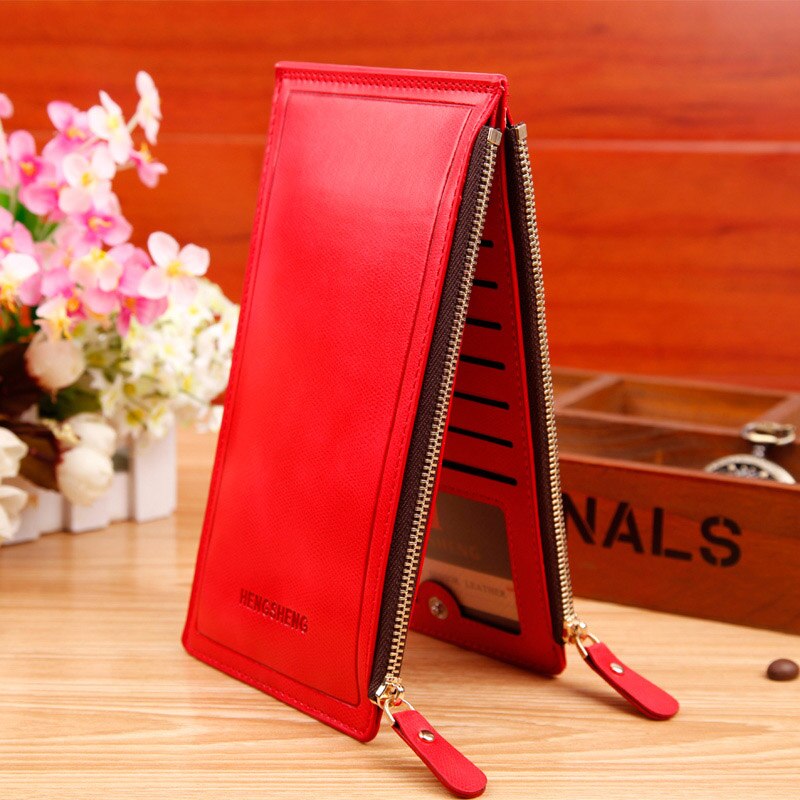 New hot sale fashion high capacity womens wallets solid color zipper clutch women&