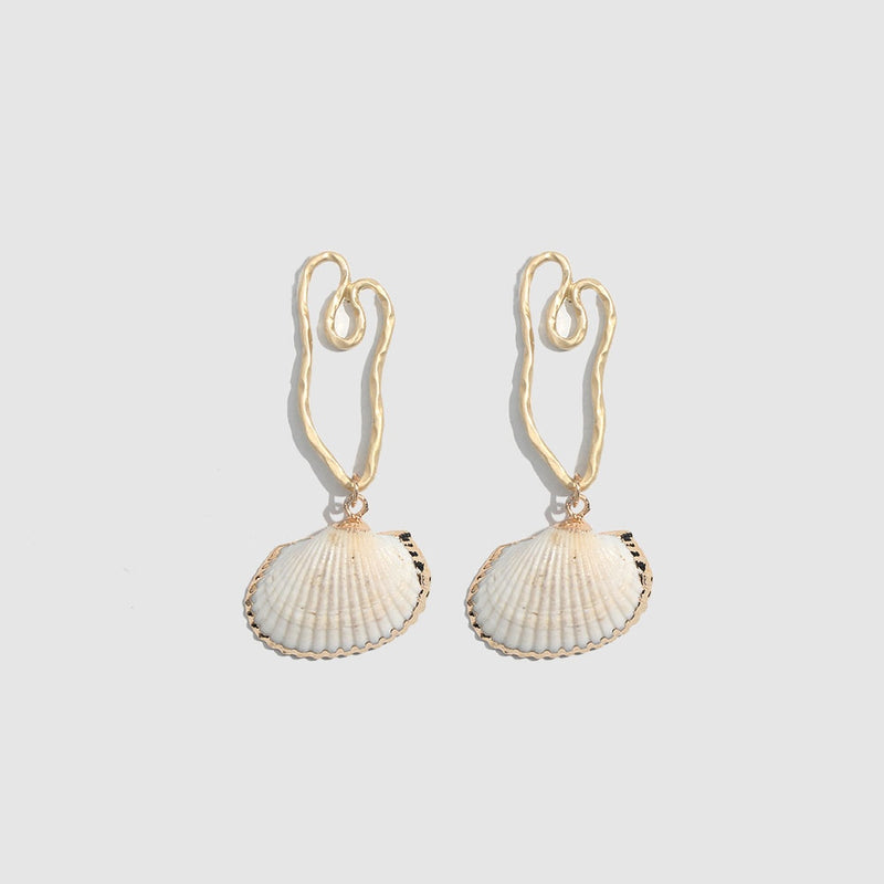 Flatfoosie 2019 Natural Conch Shell Dangle Drop Earrings For Women Bohemian Wedding Gifts Trendy Summer Pendant Earrings Jewelry