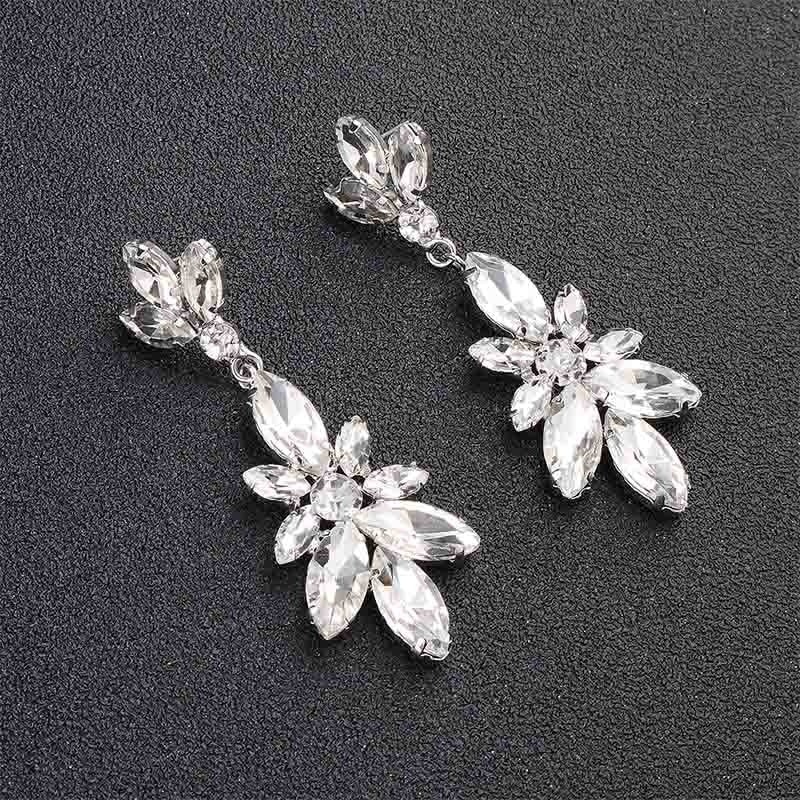 Miallo Fashion Austrian Crystal Alloy Bridal Long Earrings for Women Wedding Big Earrings for Bride Bridesmaids