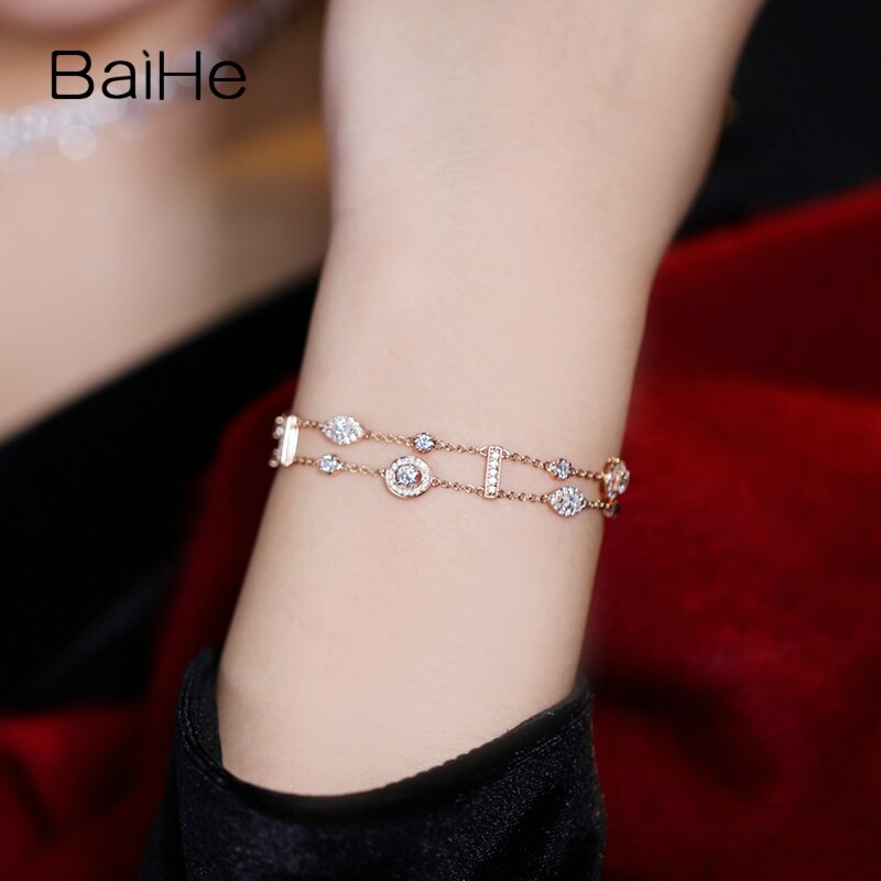 BAIHE Solid 18K White Gold Luxury 1.8ct H/SI Natural Diamond Bracelet Women Gift Trendy Wedding Fine Jewelry pulseras браслеты