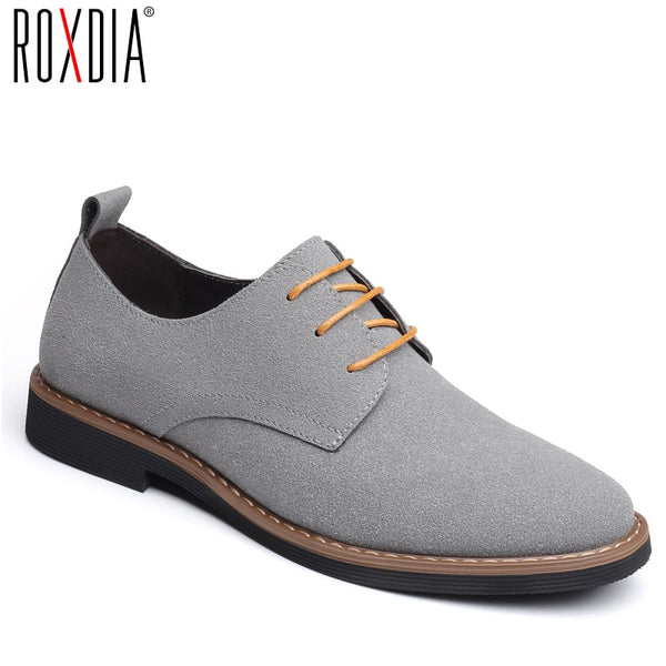 ROXDIA brand fashion flock men dress shoes flats oxford man casual shoes lace up for work male loafers plus size 39-48 RXM116
