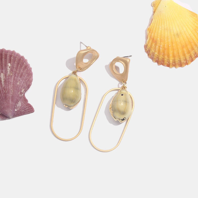 Flatfoosie 2019 Natural Conch Shell Dangle Drop Earrings For Women Bohemian Wedding Gifts Trendy Summer Pendant Earrings Jewelry