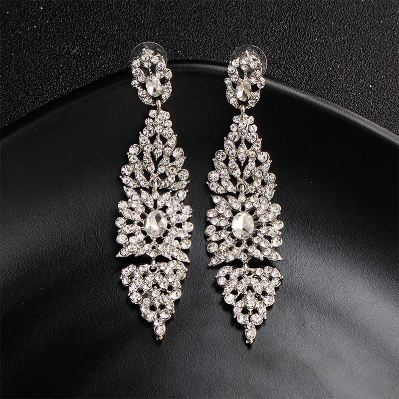 Miallo Fashion Austrian Crystal Alloy Bridal Long Earrings for Women Wedding Big Earrings for Bride Bridesmaids