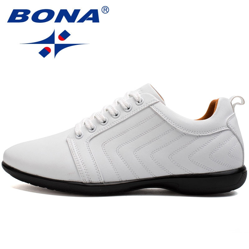 BONA New Classics Style Men Casual Shoes Lace Up Breathable Men Shoes Light Soft Male Flat Shoes Comfortable Fast Free Shipping