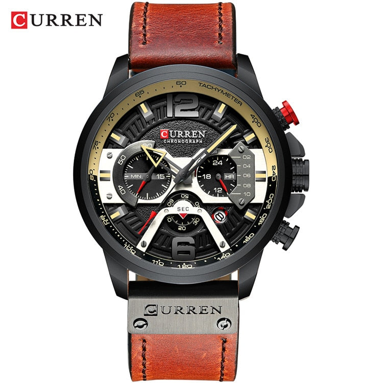 2021 CURREN Men Watches Top Brand Luxury Blue Leather Chronograph Sport Watch For Men Fashion Date Waterproof Clock Reloj Hombre