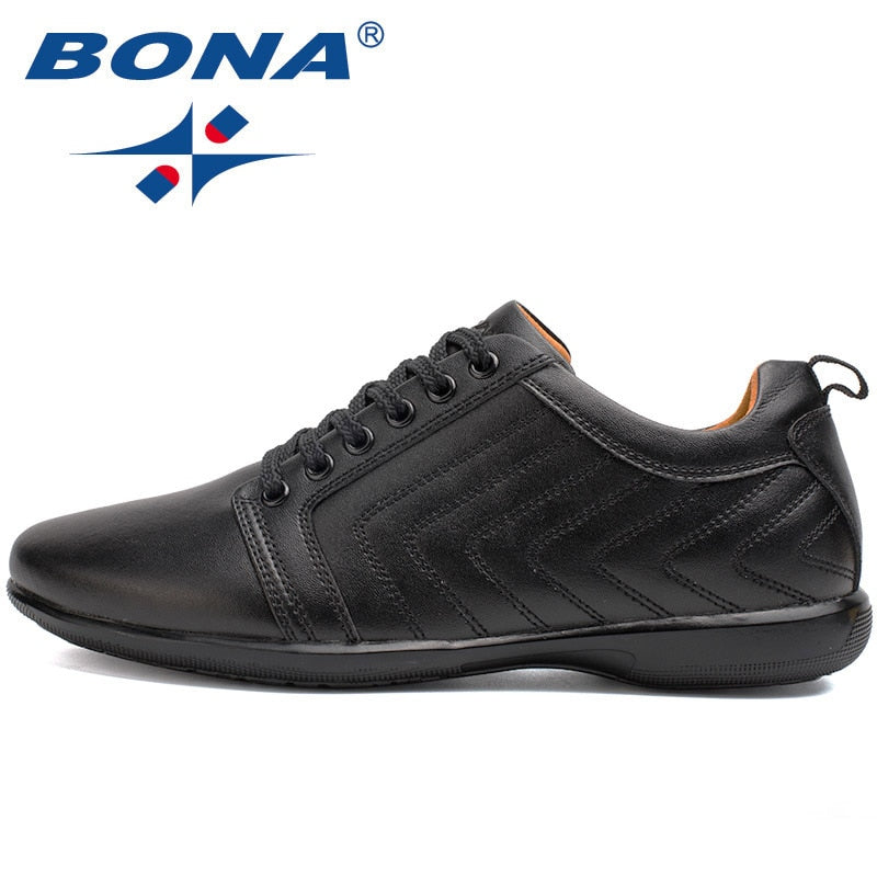 BONA New Classics Style Men Casual Shoes Lace Up Breathable Men Shoes Light Soft Male Flat Shoes Comfortable Fast Free Shipping