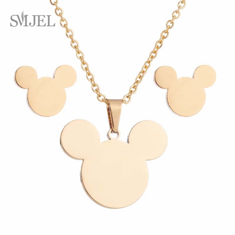 SMJEL Stainless Steel Necklaces for Women Jewelry Mini Animal Rabbit Necklace Heart Beat Dog Paw Print Collier Femme Wholesale