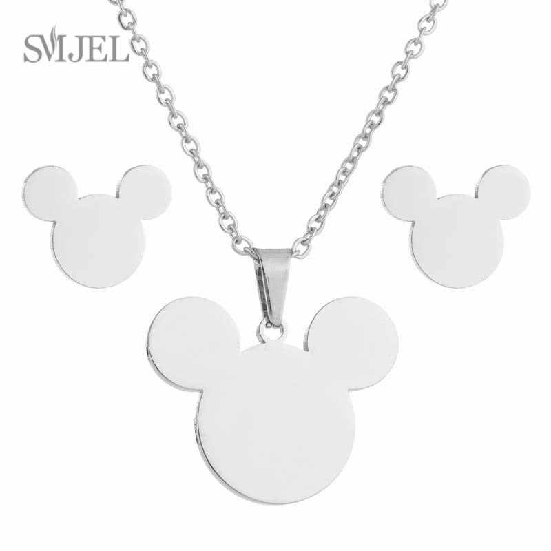 SMJEL Stainless Steel Necklaces for Women Jewelry Mini Animal Rabbit Necklace Heart Beat Dog Paw Print Collier Femme Wholesale